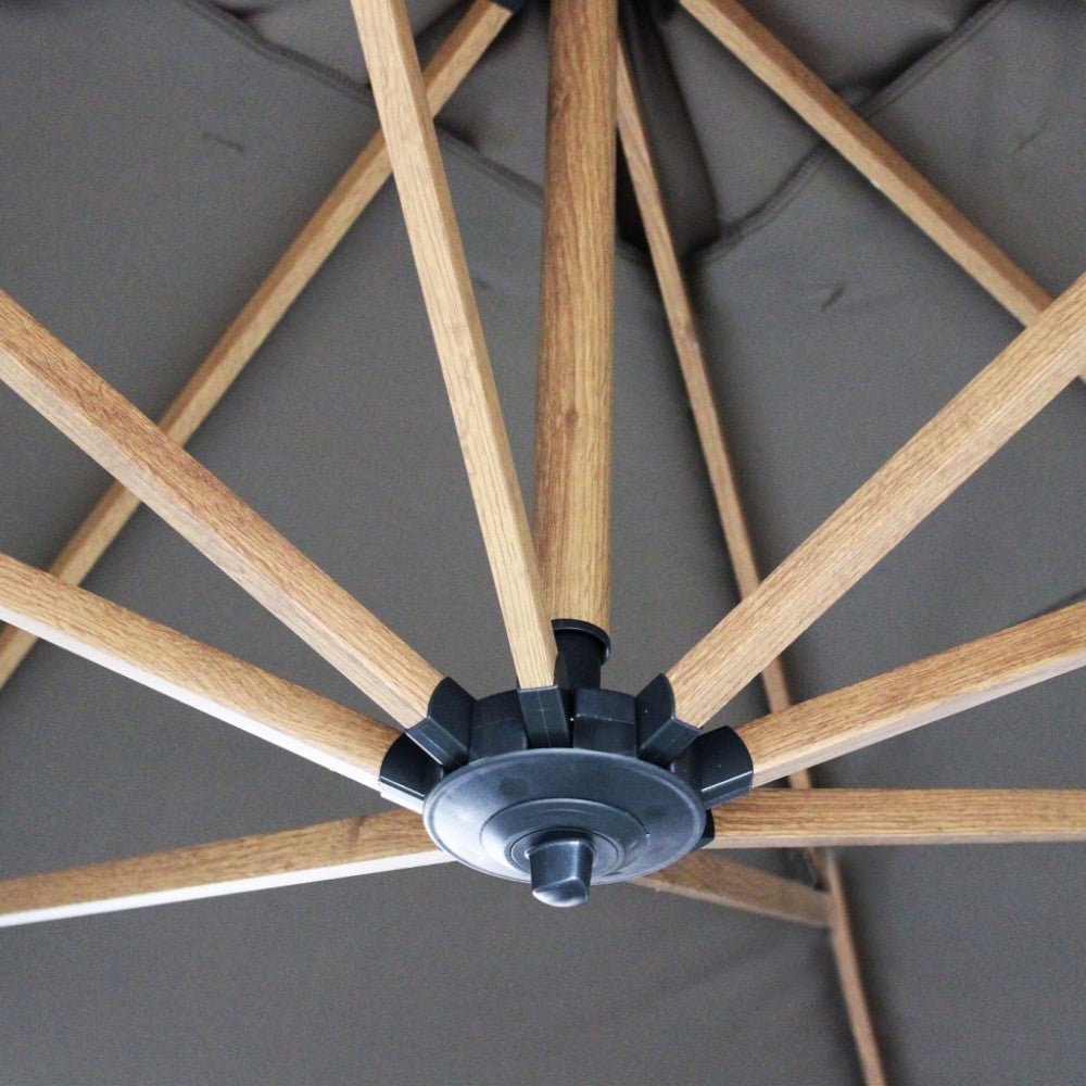 Ombrellone a braccio con struttura in alluminio effetto legno marrone 3x4 con telo taupe Mendè