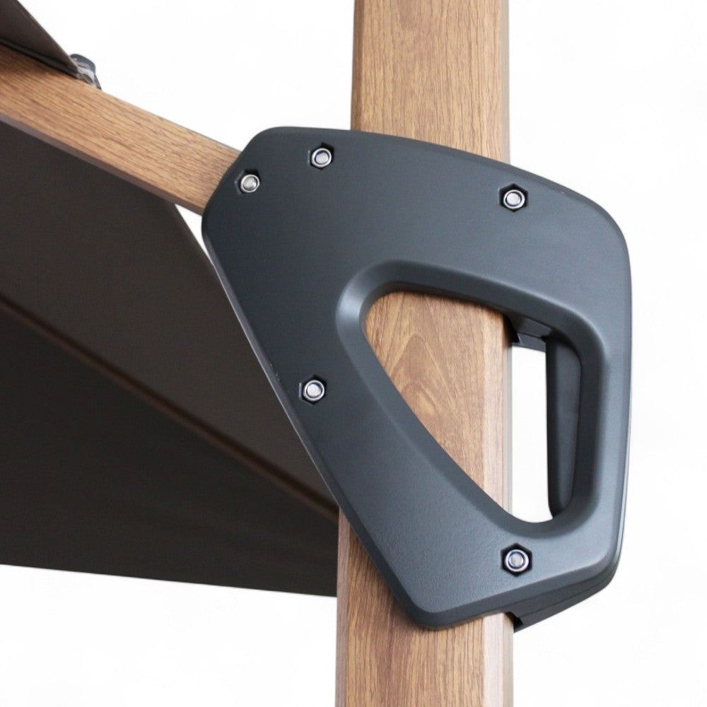 Ombrellone a braccio con struttura in alluminio effetto legno marrone 3x4 con telo taupe Mendè
