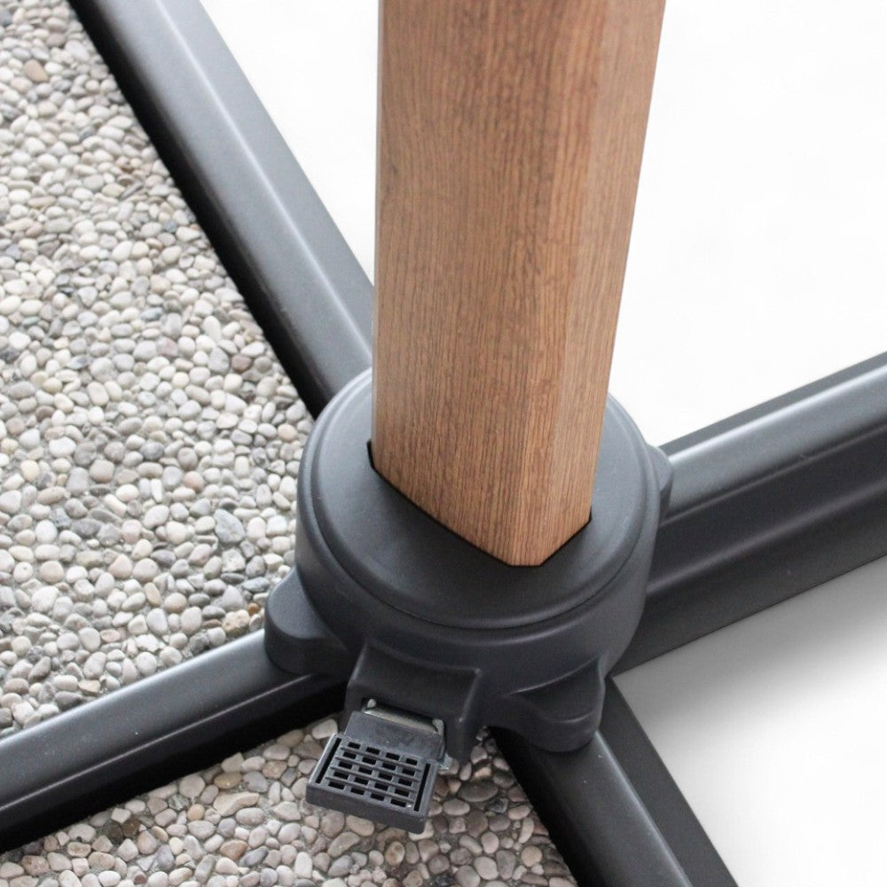 Ombrellone a braccio con struttura in alluminio effetto legno marrone 3x4 con telo taupe Mendè
