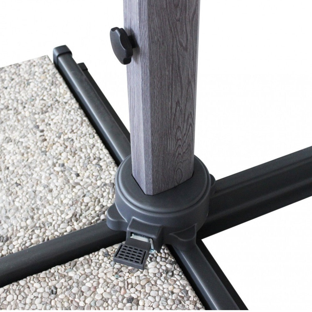 Ombrellone rettangolare 3x4 mt grigio scuro effetto legno con struttura in alluminio a palo girevole