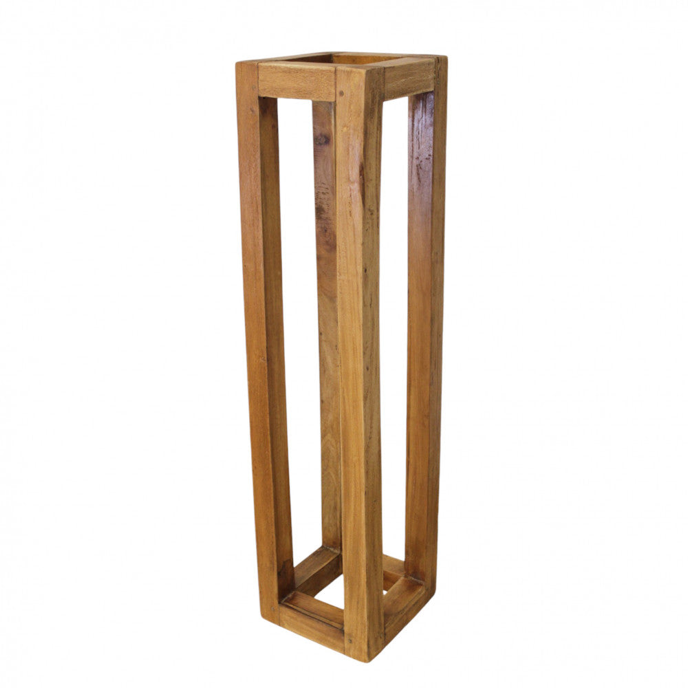 Fioriera media in legno riciclato fissa 18x18xH75 cm Cecilin