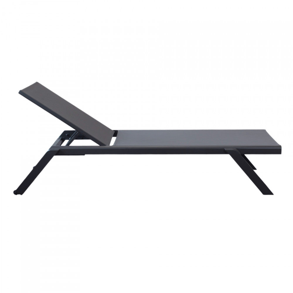 Lettino prendisole da giardino con struttura in alluminio antracite e rivestimento in texilene 198x72xH35.5 cm Solaria