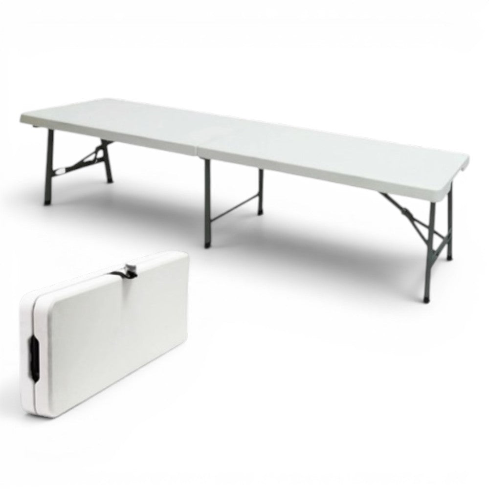 Panca pieghevole picnic in resina con struttura in acciaio 180x28xH44 cm