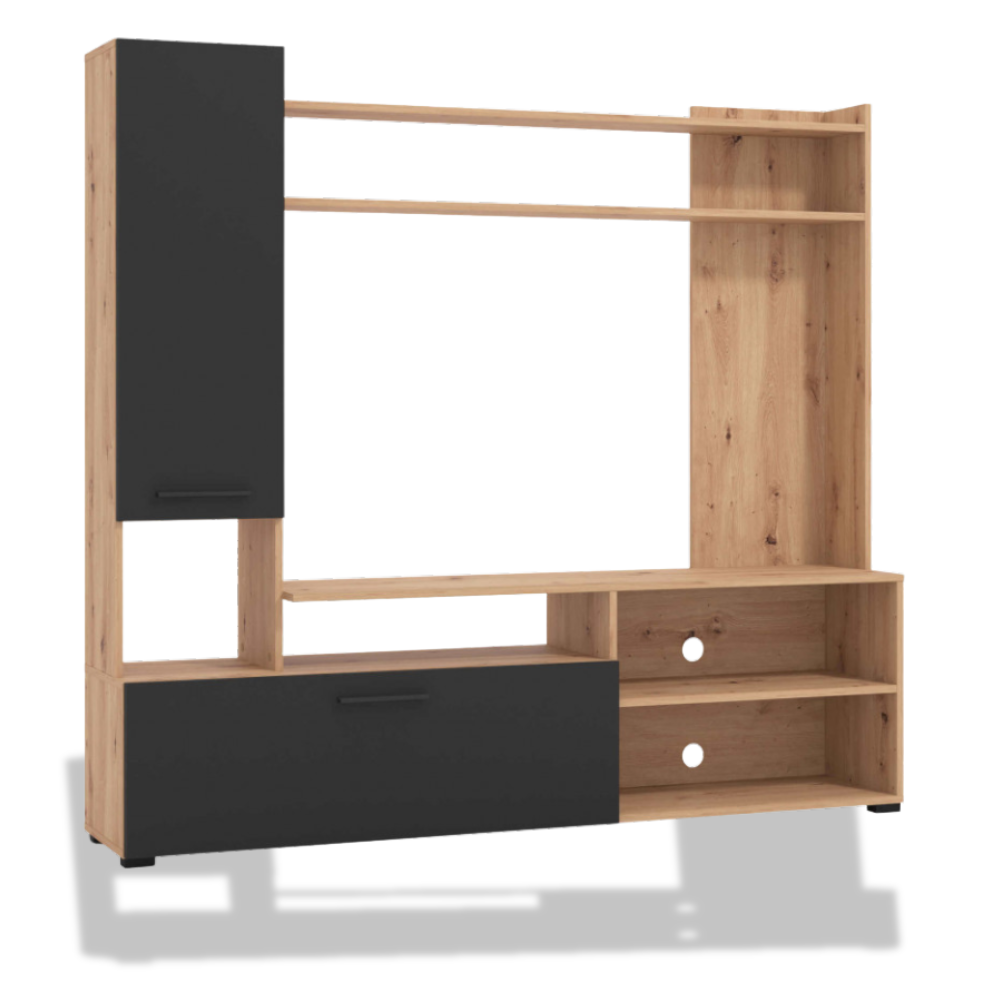 Soggiorno in truciolare bilaminato antracite rovere artigiano design moderno dimensioni cm 1685 x 35 x 157 h