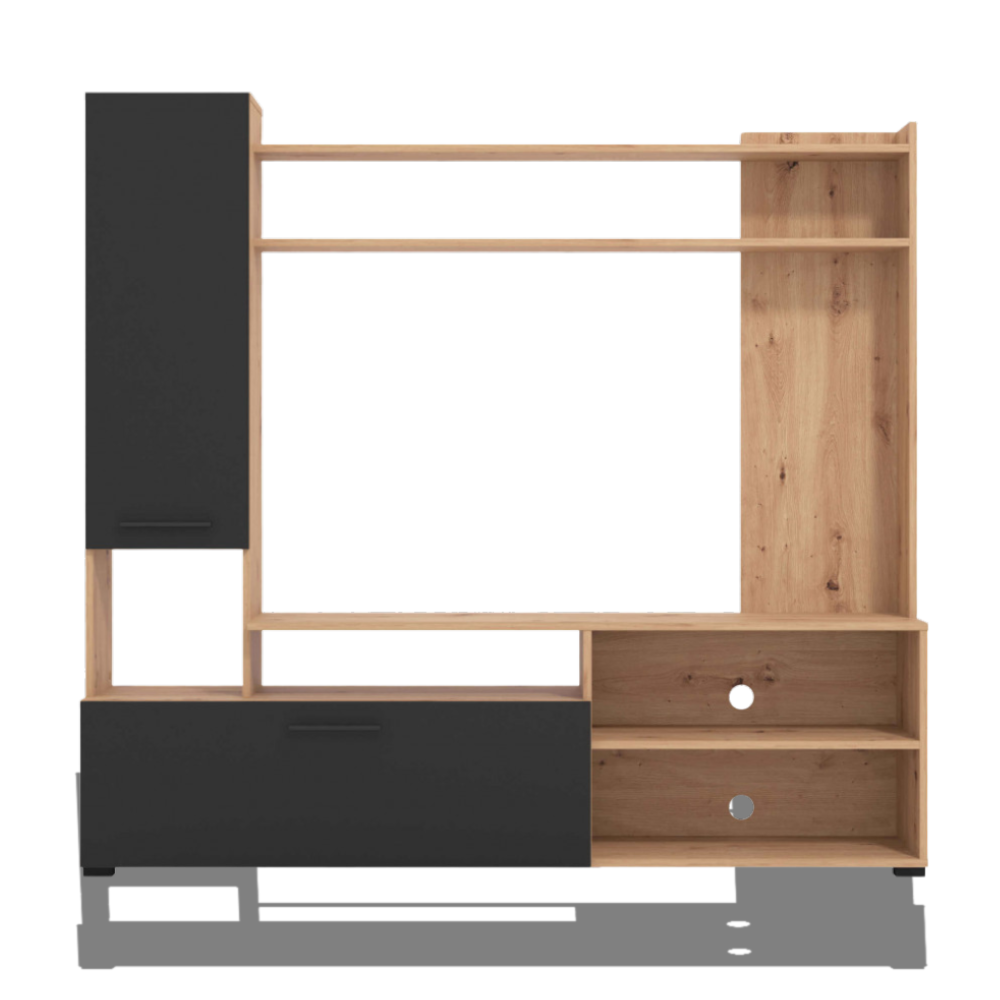 Soggiorno in truciolare bilaminato antracite rovere artigiano design moderno dimensioni cm 1685 x 35 x 157 h