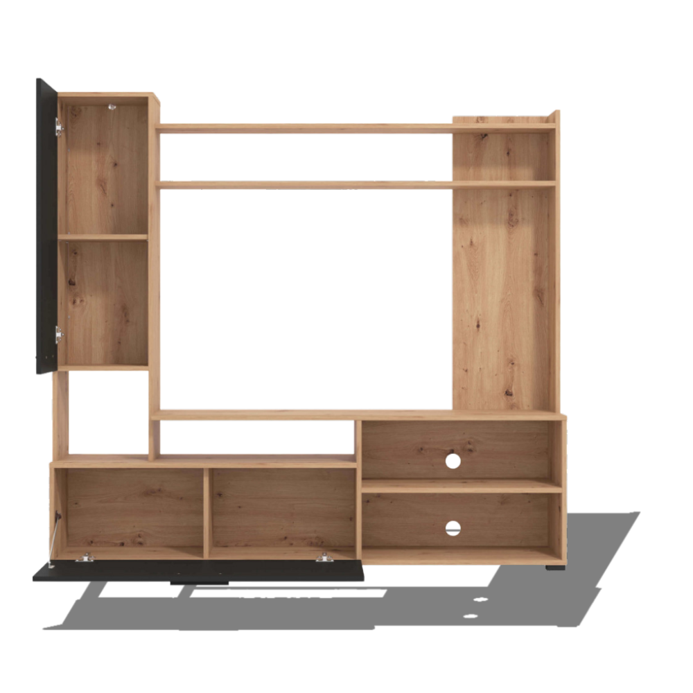 Soggiorno in truciolare bilaminato antracite rovere artigiano design moderno dimensioni cm 1685 x 35 x 157 h