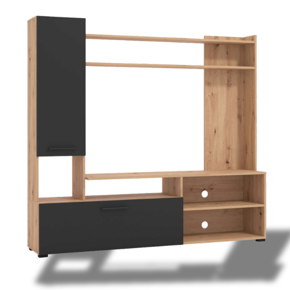 Soggiorno in truciolare bilaminato antracite rovere artigiano design moderno dimensioni cm 1685 x 35 x 157 h