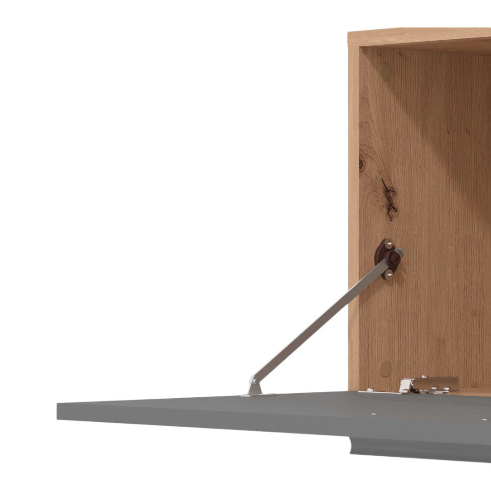 Mobile soggiorno rovere artigiano e grigio grafite design moderno dimensioni 185x35x155 cm in truciolare bilaminato