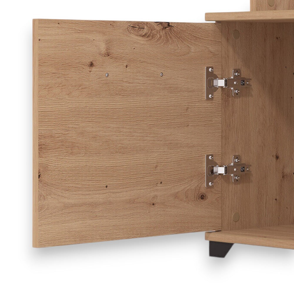 Soggiorno in legno composito design moderno colore antracite dimensioni compatte per salotto elegante ed accogliente