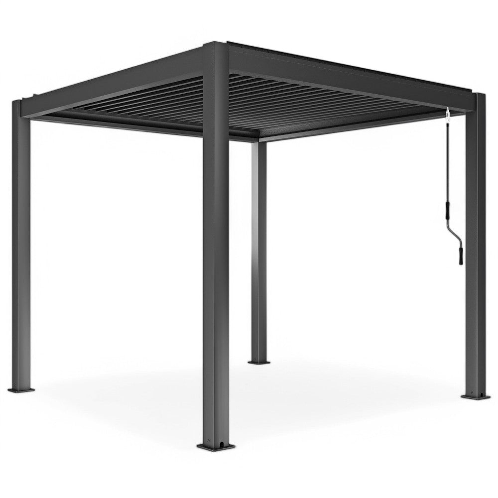 Gazebo pergola bioclimatica 3x4 mt. in alluminio con copertura a doppia lamella frangisole orientabili