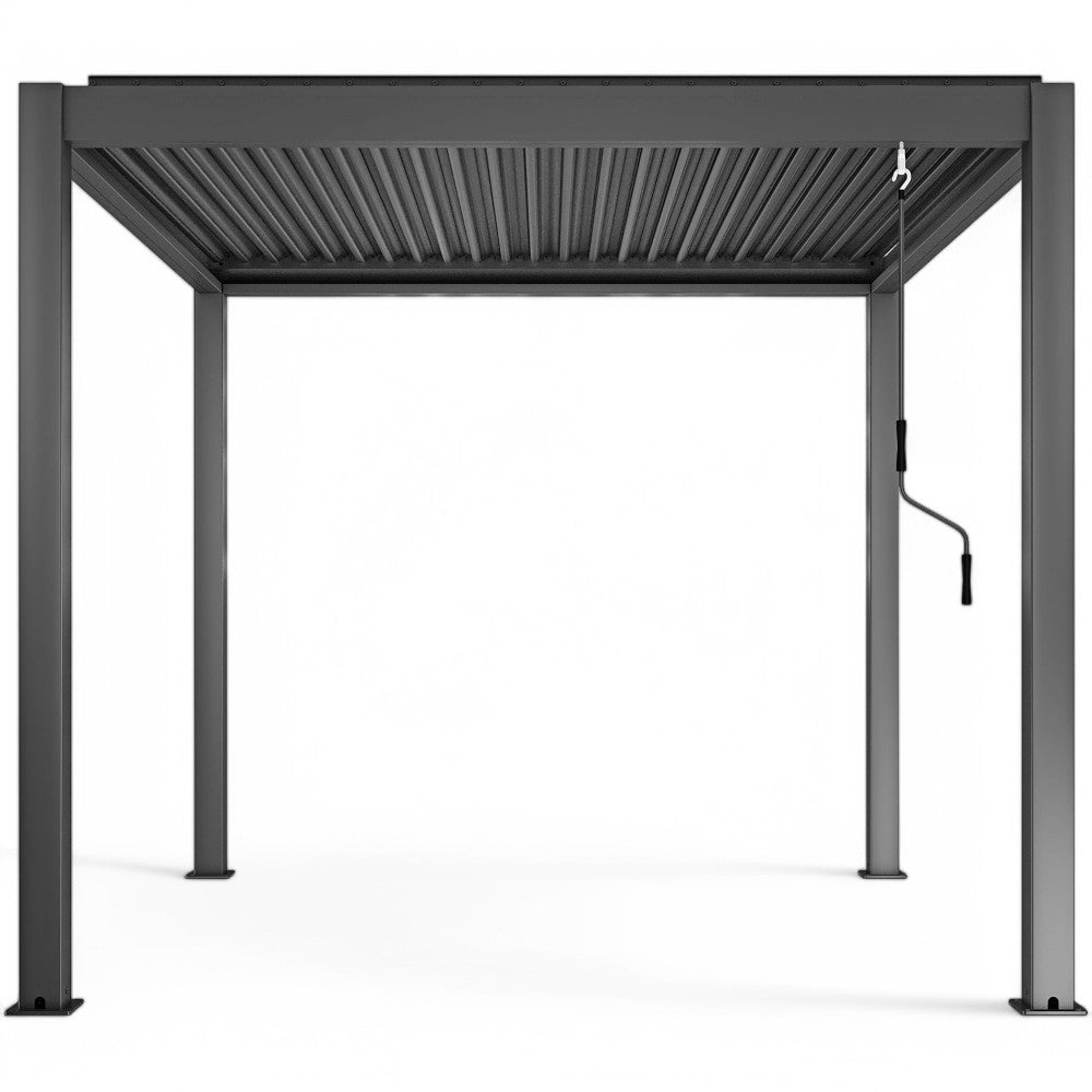Gazebo pergola bioclimatica 3x4 mt. in alluminio con copertura a doppia lamella frangisole orientabili