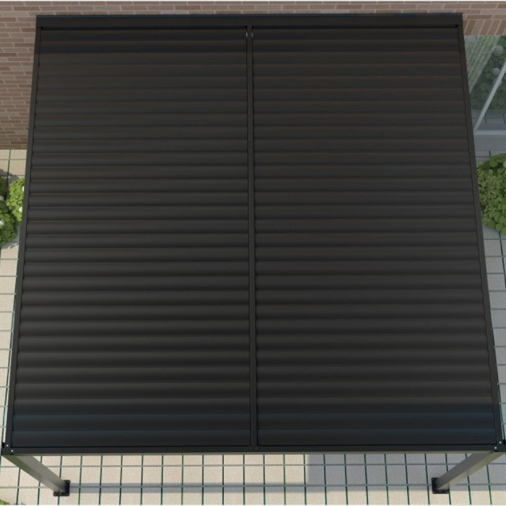 Pergola bioclimatica in alluminio 3x4 mt addossata a parete con lamelle frangisole
