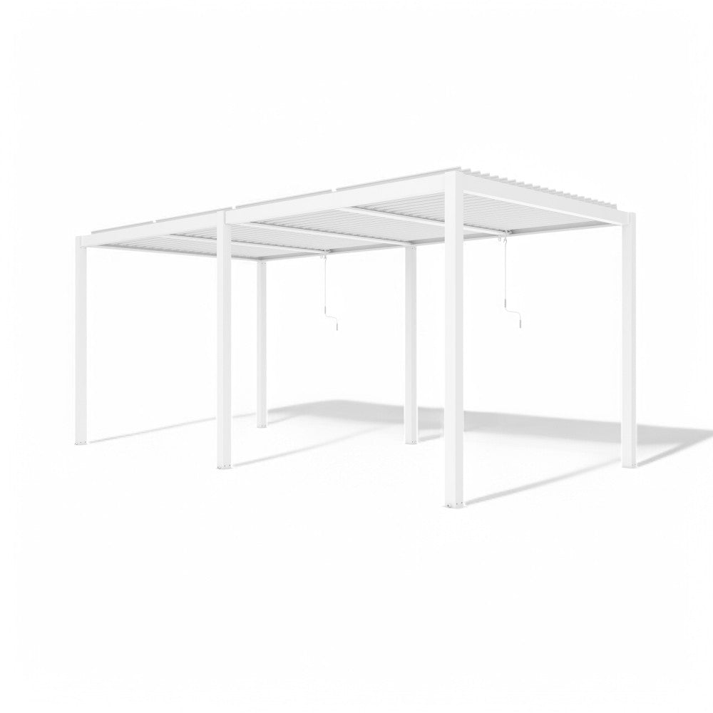Pergola bioclimatica 5,8x3 mt. in alluminio con lamelle frangisole orientabili e sistema di drenaggio