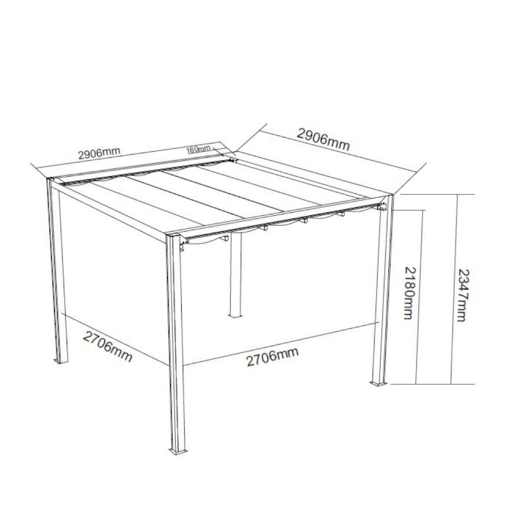 Gazebo pergola bioclimatica motorizzata da esterno in alluminio 3x3 mt con sistema retrattile integrato e illuminazione led