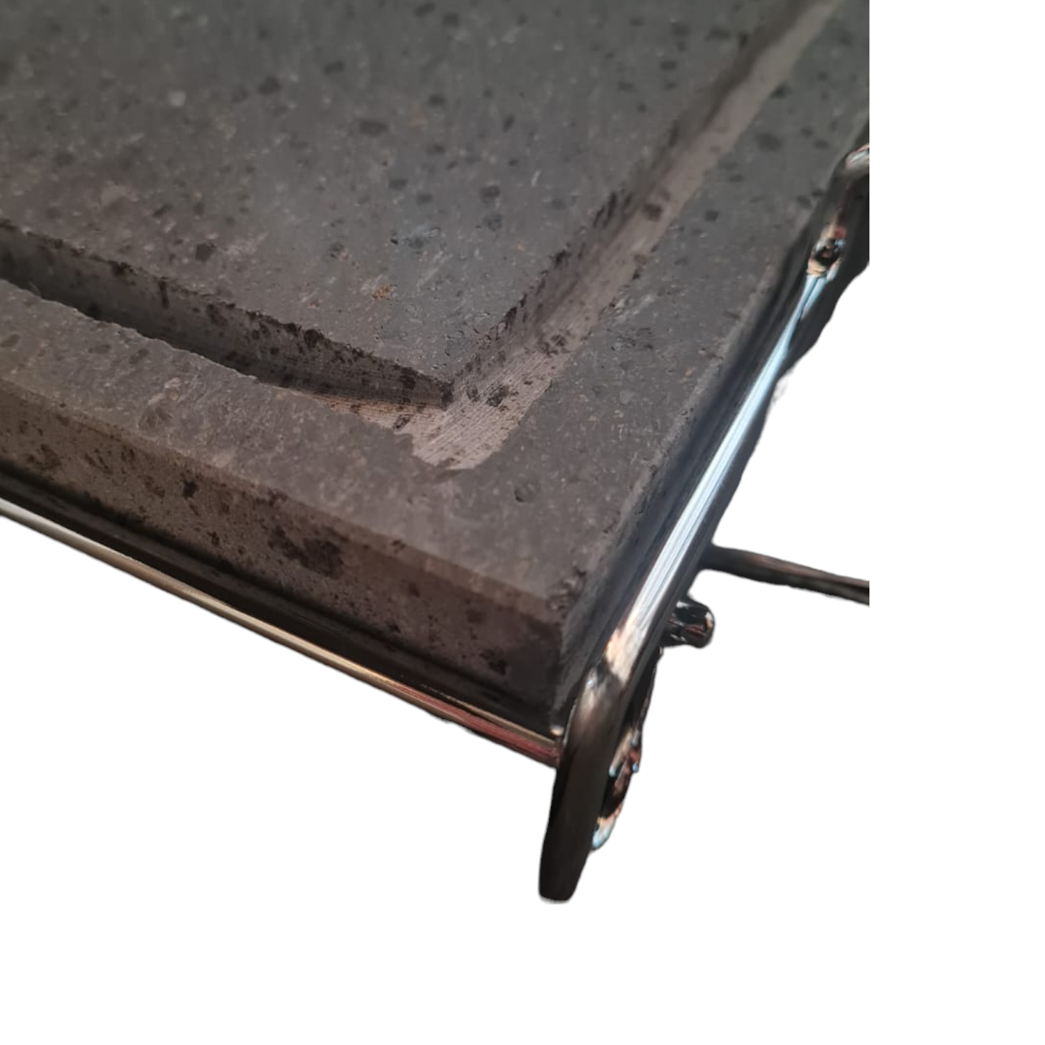 Pietra lavica Ollare rettangolare con stand INOX per cottura diretta e mantenimento calore