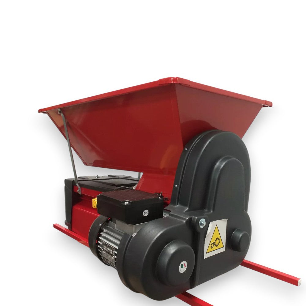Pigia diraspatrice elettrica 1Hp con coclea con rialzo per lavorazione uva