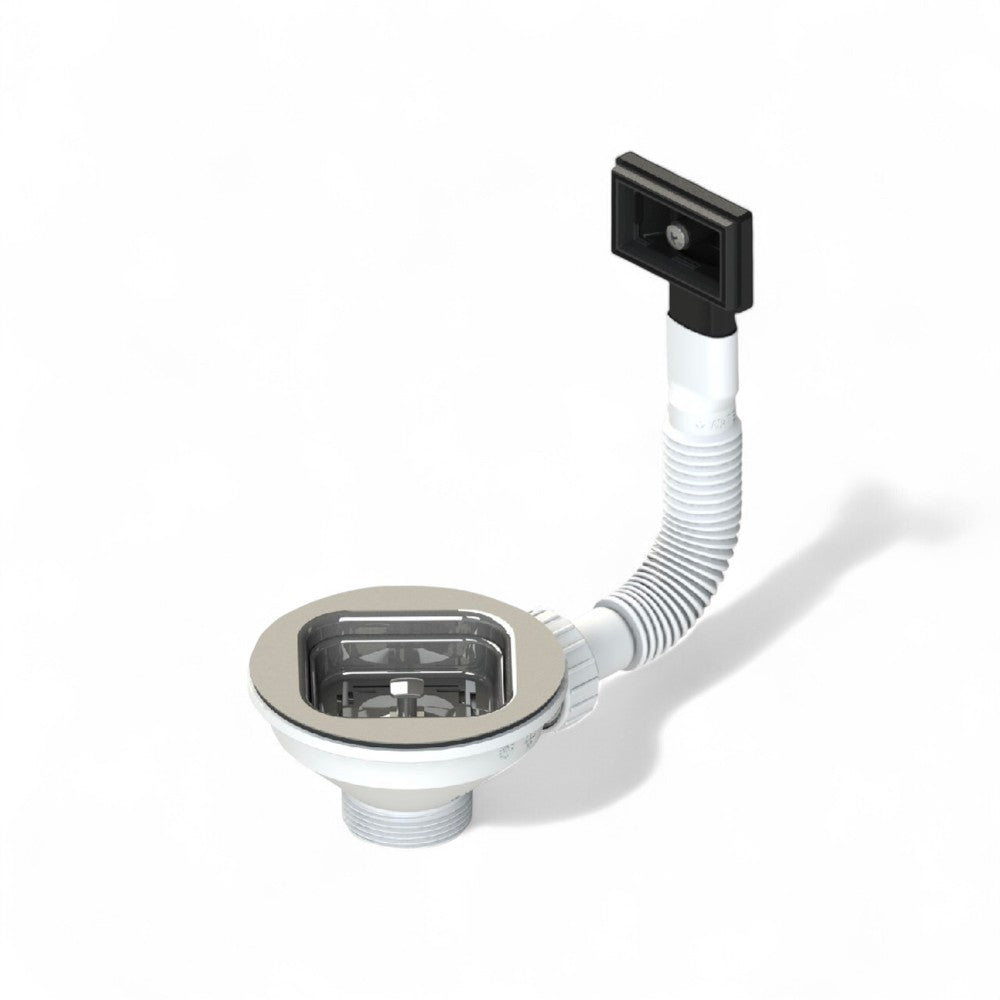 Piletta con tappo quadrato per lavello cucina in acciaio inox con foro diametro 9 cm Multi Style