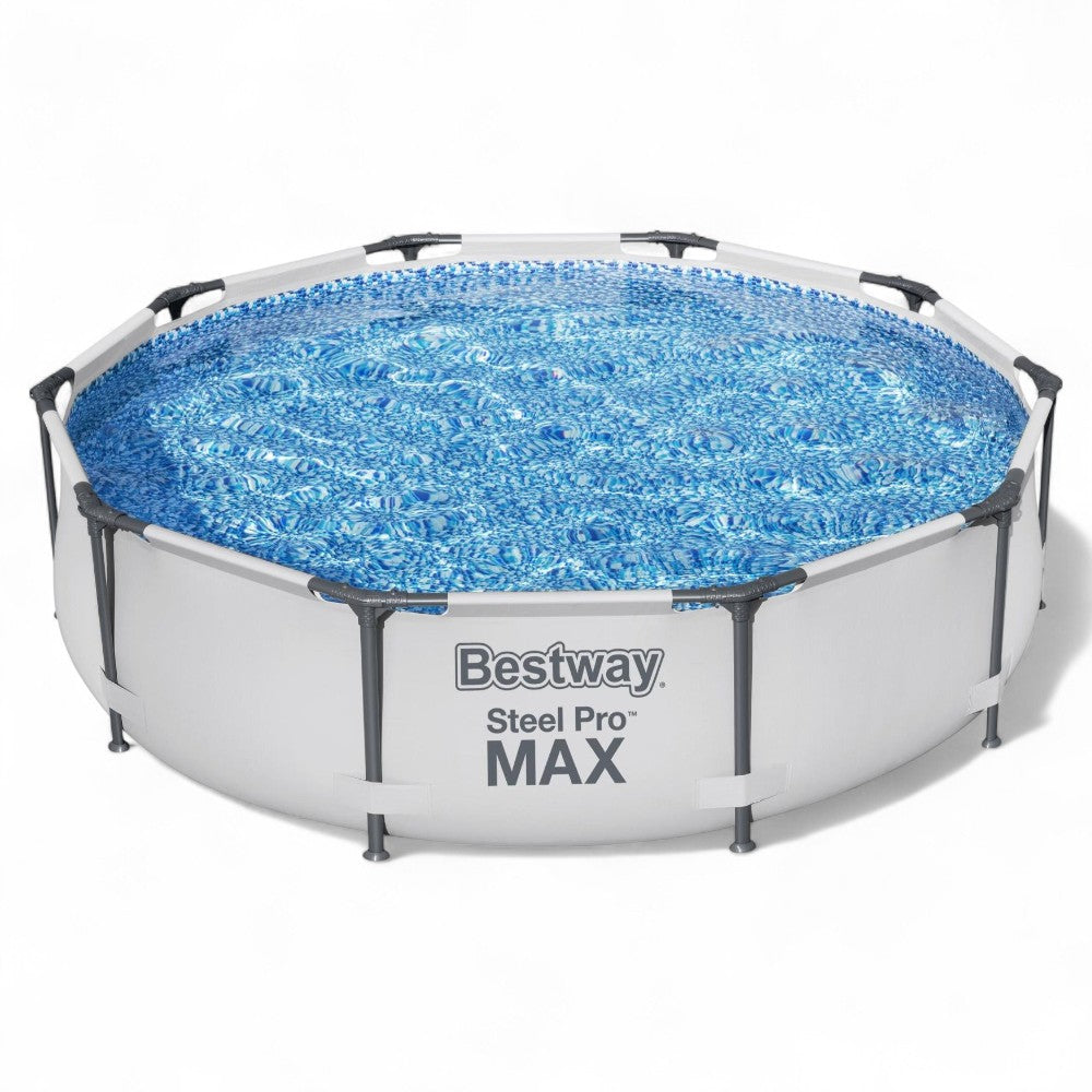 Piscina tonda con telaio portante e pompa filtro cartuccia 305xH76 cm lt.4.678 Steel Pro Max