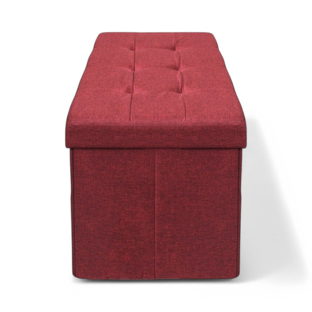 Pouf contenitore rettangolare in tessuto rosso 76x38xH38 cm