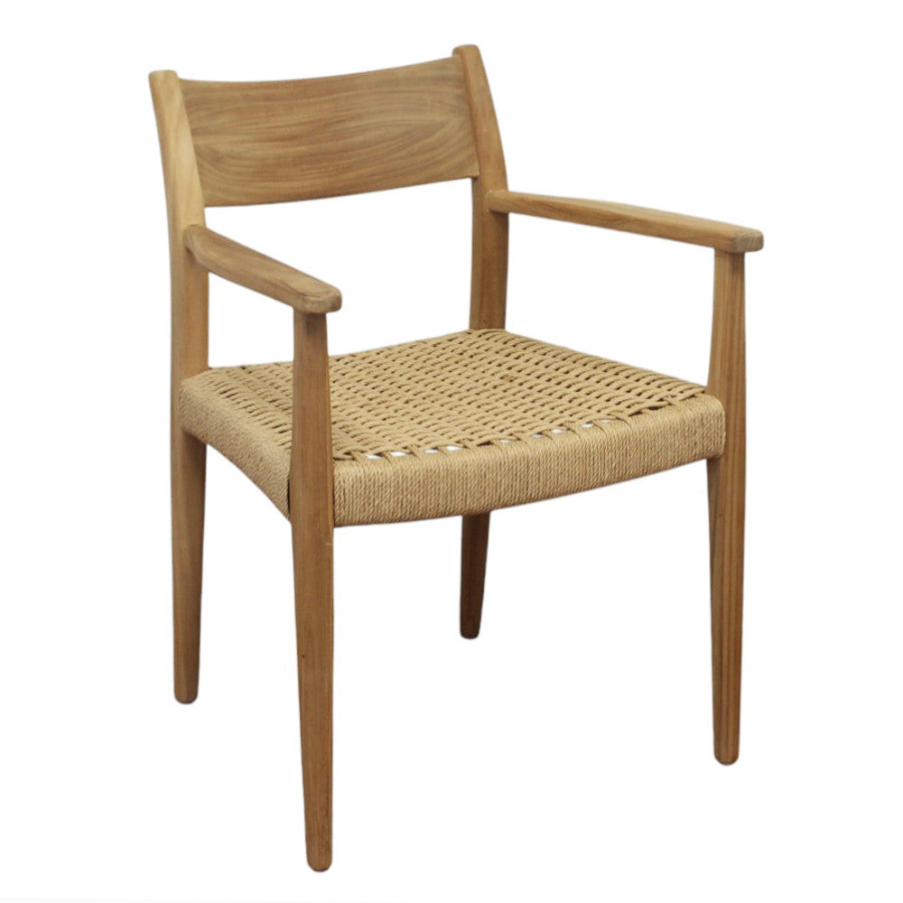 Poltrona impilabile in legno teak e wicker 59x60x80 cm da esterno Agra