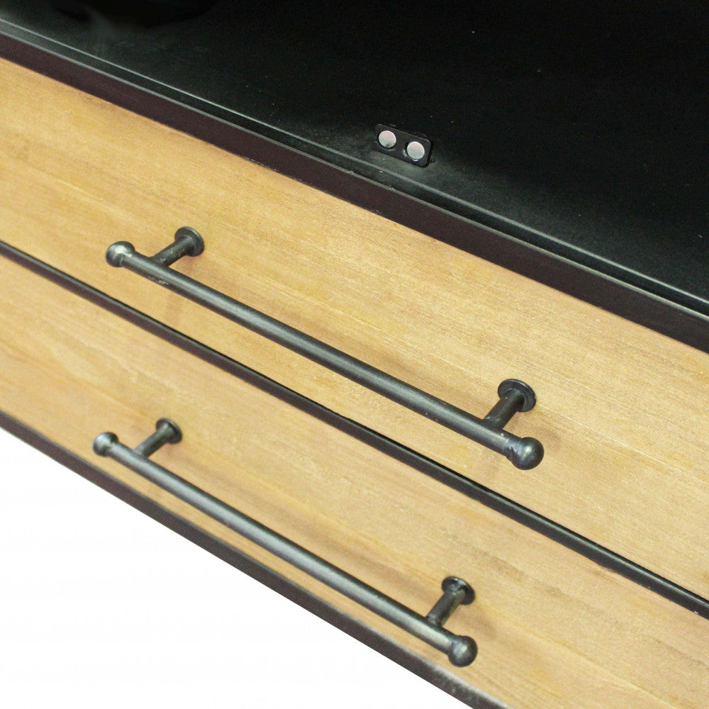Vetrina da interno con struttura in metallo e legno 2 ante 2 cassetti Linea Industrial