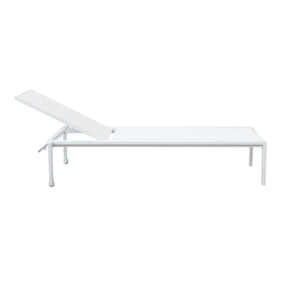 Lettino prendisole bianco impilabile rettangolare con struttura in alluminio 200x75xH39 cm Nefast