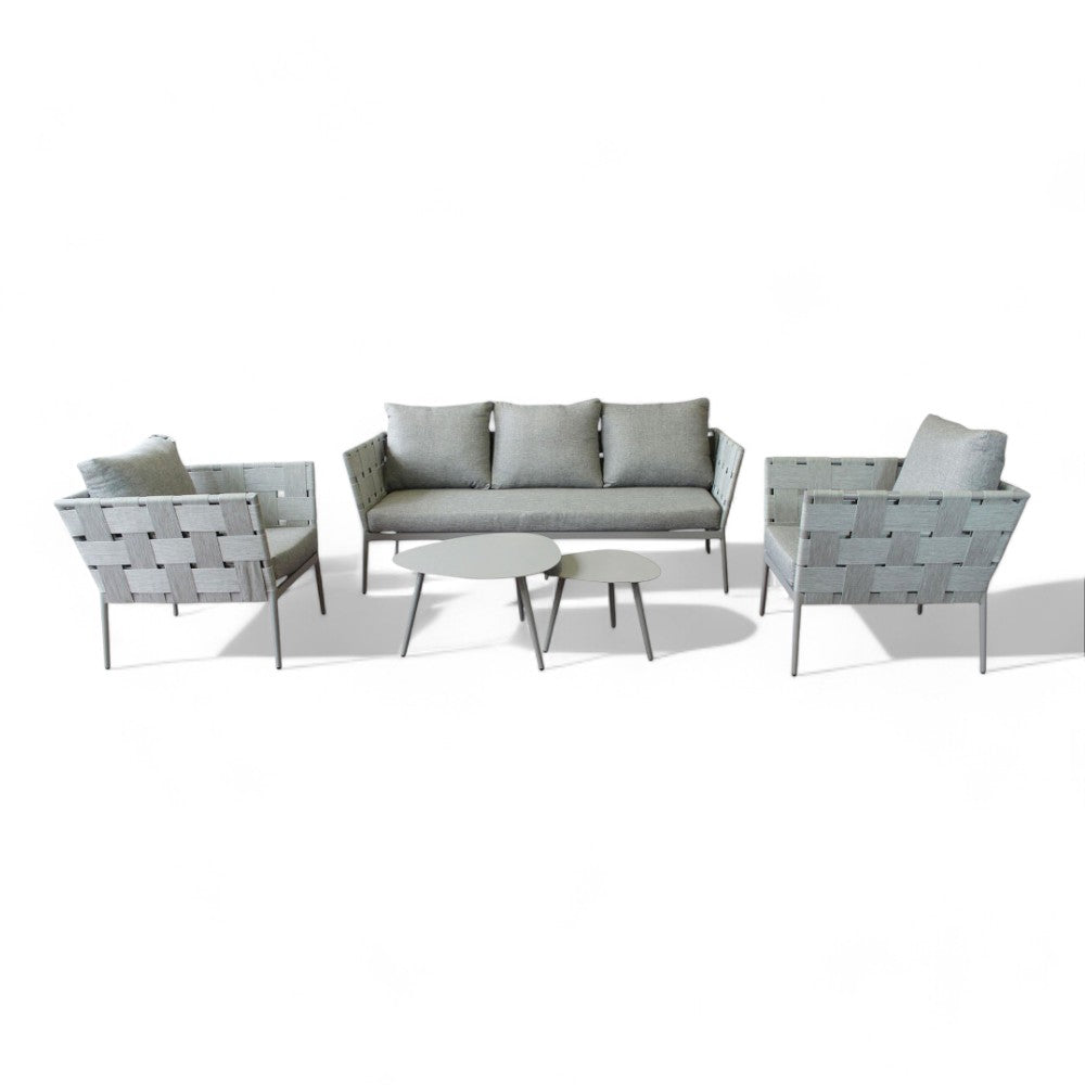 salotto da giardino tortora in alluminio con cuscini 3 posti struttura robusta design moderno comodo elegante arredo esterno