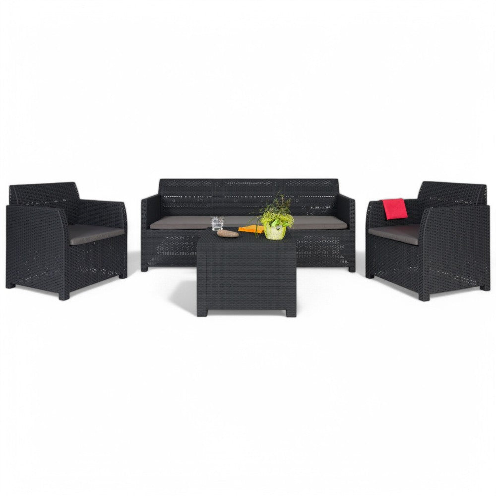 Set salotto per giardino composto 2 poltrone 1 divano con 3 sedute 1 tavolo artemide