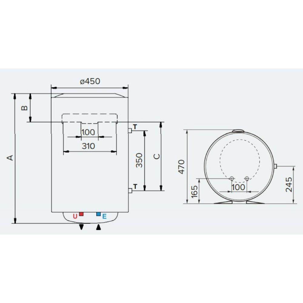 Scaldabagno elettrico 100 litri verticale classe energetica C con controllo a distanza