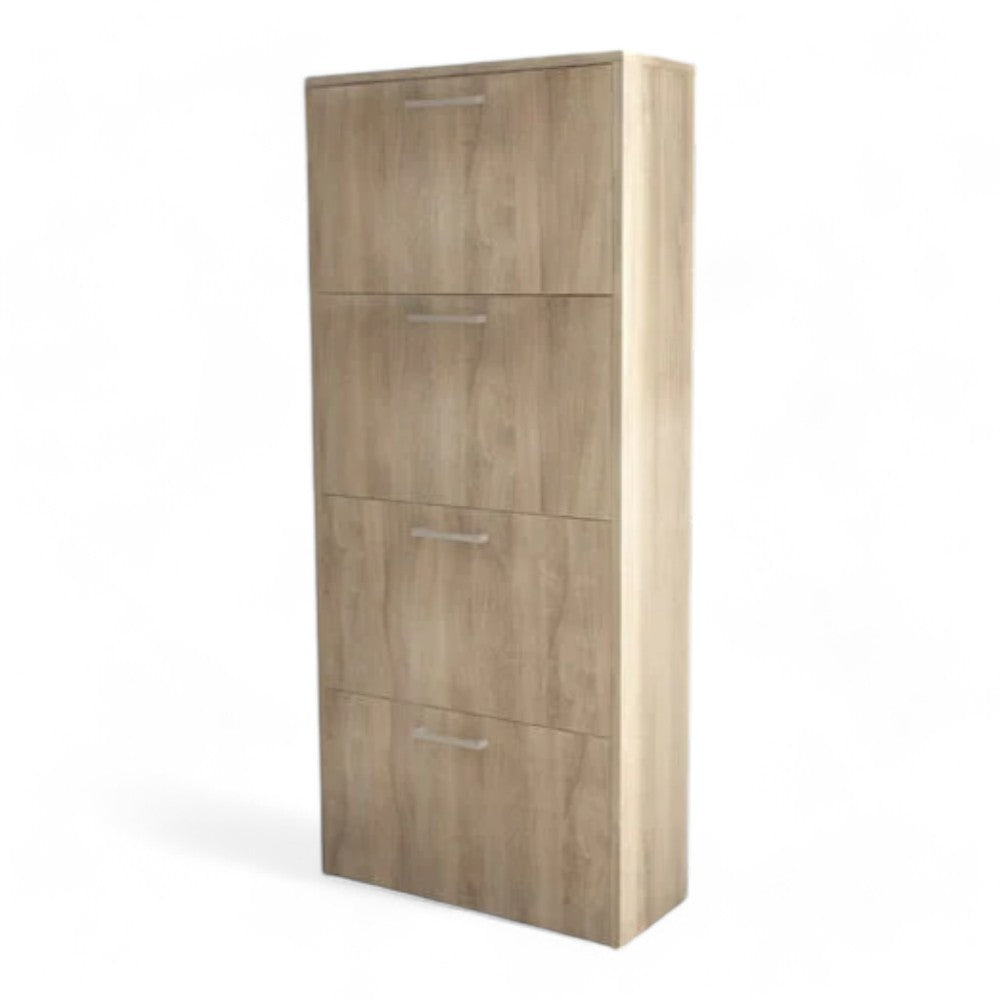 Scarpiera quattro ante ribalta in truciolare melaminico quercia chiaro antigraffio dimensioni 59x25x140 cm