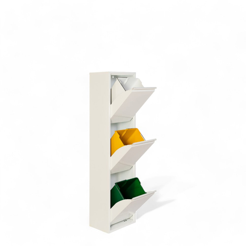 mobile raccolta differenziata 3 ante colore bianco dimensioni 34x25x136 cm in polipropilene elegante e funzionale
