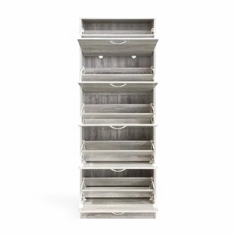 Scarpiera verticale 5 ante in legno truciolare bilaminato grigio 60x24xH180 cm