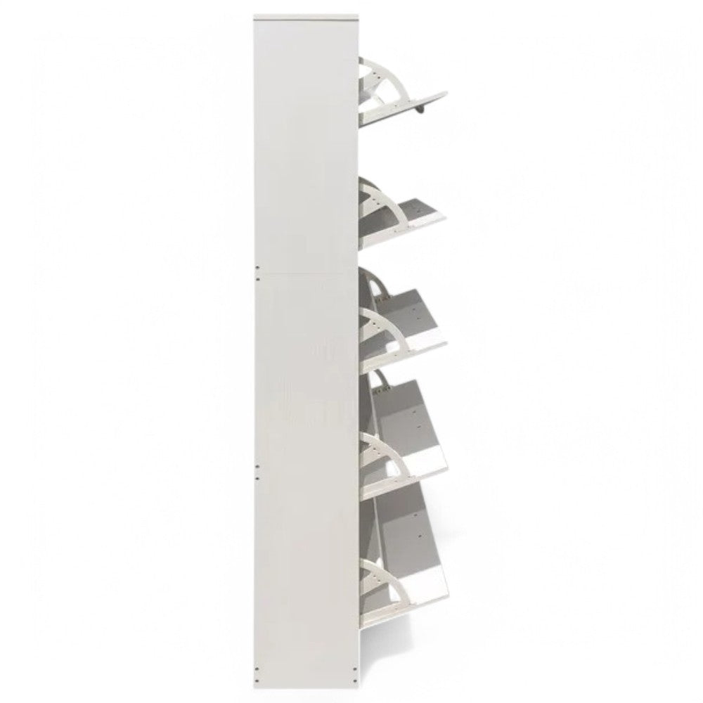Scarpiera con 5 ante in legno truciolare bilaminato bianco 60x24xH180 cm