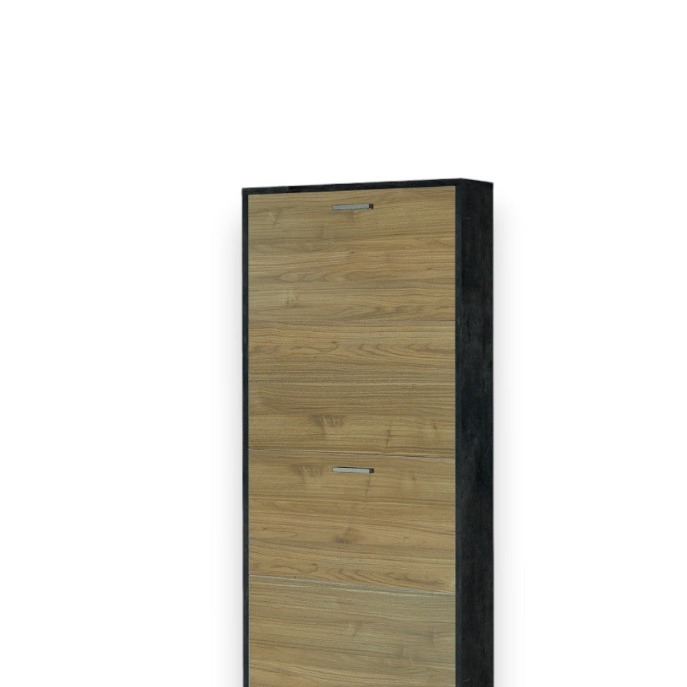 scarpiera moderna 5 ante salvaspazio colore ossido nero e noce dimensioni compatte 70x18x190 cm materiale mdf robusto