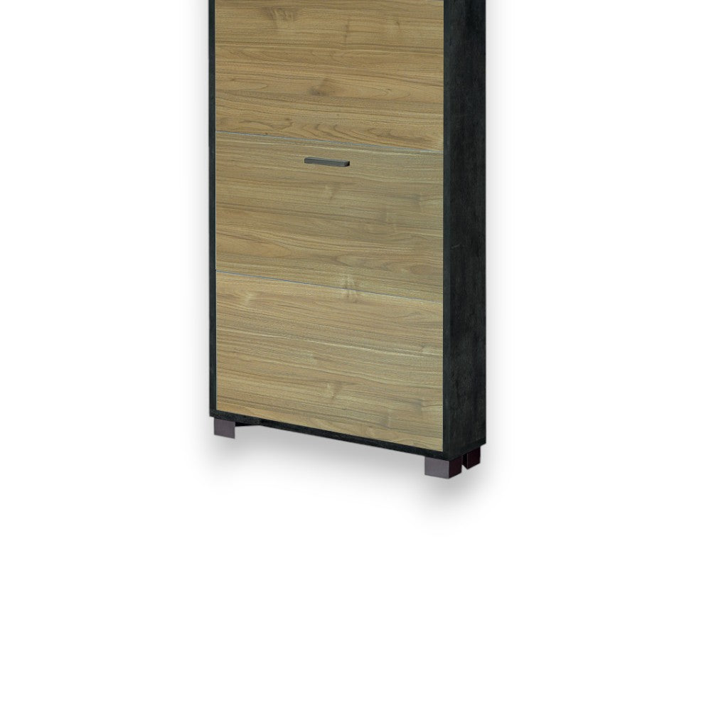scarpiera salvaspazio 4 ante ossido nero e noce stelvio in mdf dimensioni compatte 70x18x154 cm perfetta per ogni ambiente