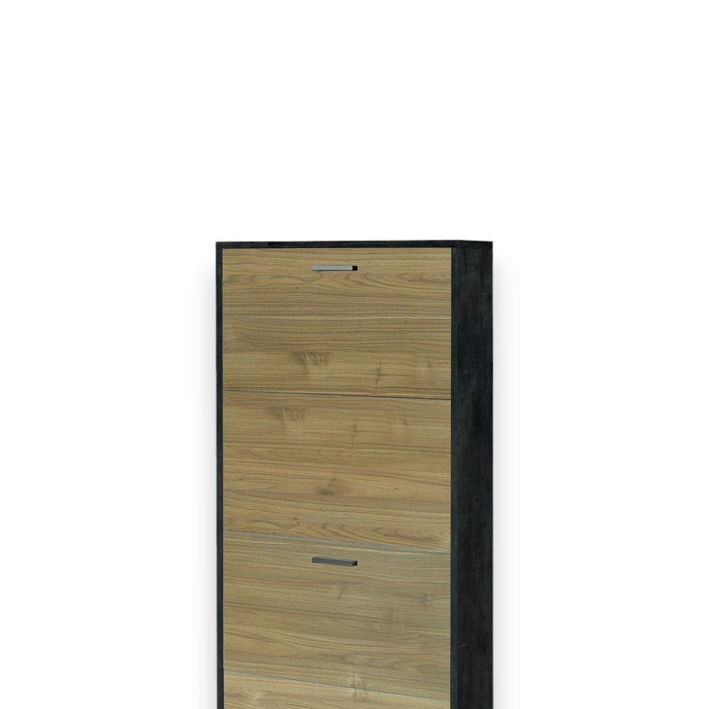 scarpiera salvaspazio 4 ante ossido nero e noce stelvio in mdf dimensioni compatte 70x18x154 cm perfetta per ogni ambiente