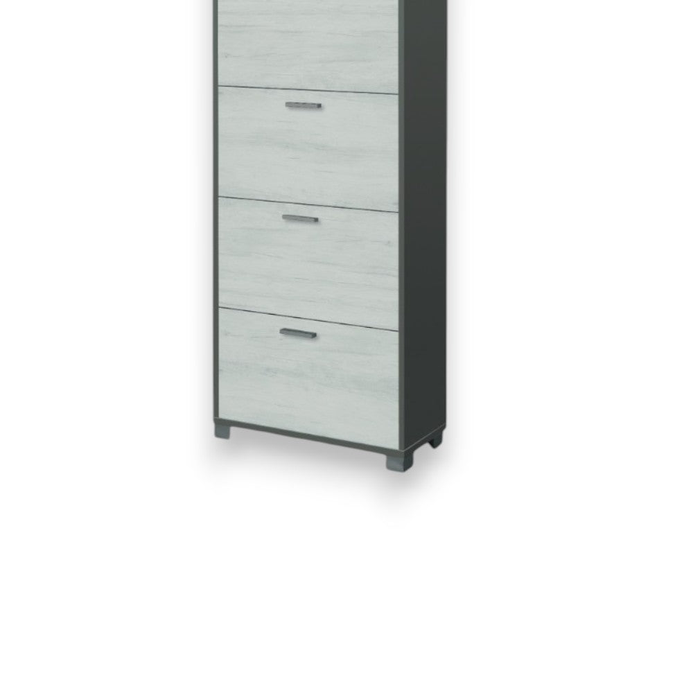 Scarpiera salvaspazio 5 ante MDF bianco profondità 29 cm titanio e quercia ideale per organizzazione ingresso casa