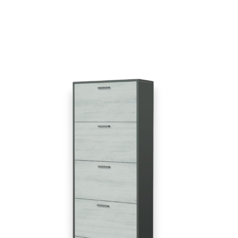 Scarpiera salvaspazio 5 ante MDF bianco profondità 29 cm titanio e quercia ideale per organizzazione ingresso casa