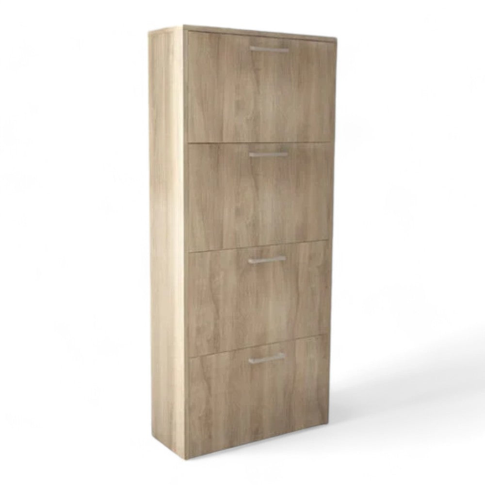 Scarpiera quattro ante ribalta in truciolare melaminico quercia chiaro antigraffio dimensioni 59x25x140 cm