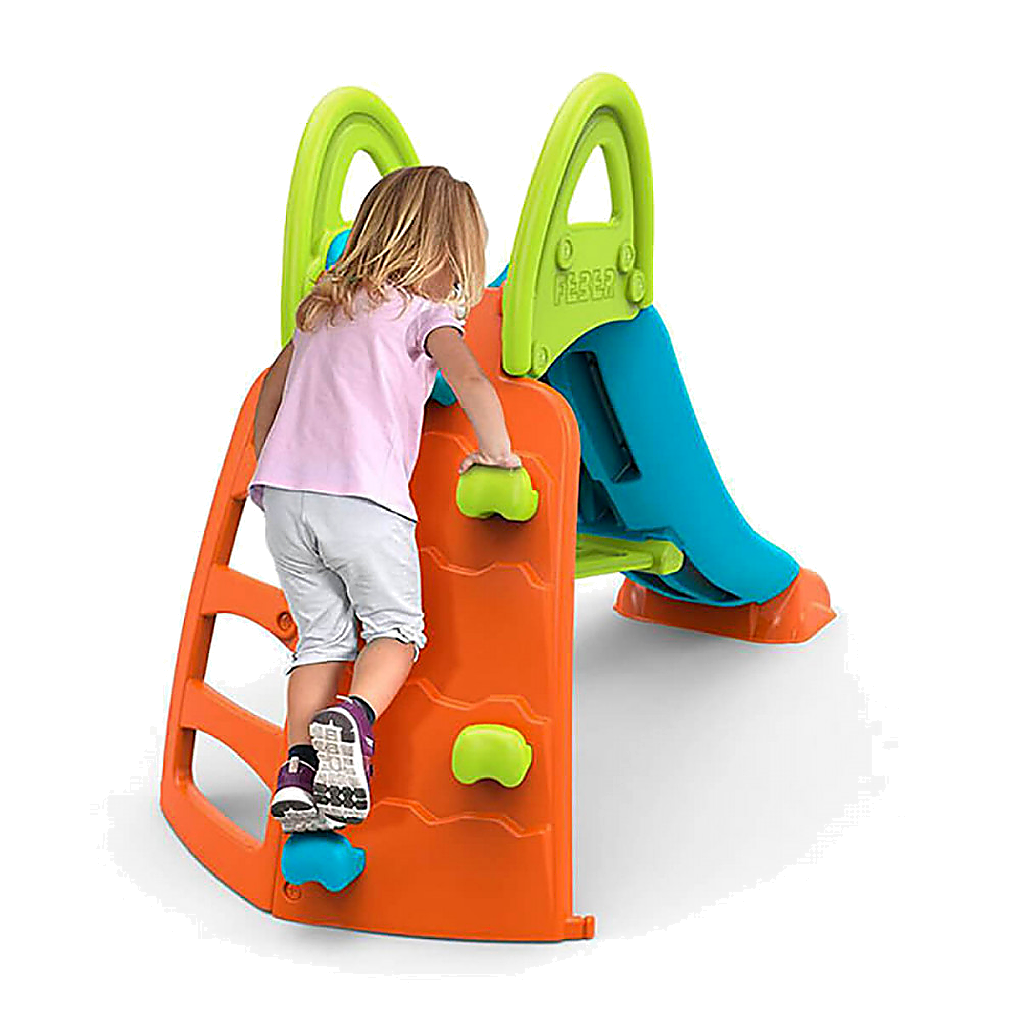Scivolo con Parete da Arrampicata per Bambini Multicolore Resistente da Giardino Climb and Slide