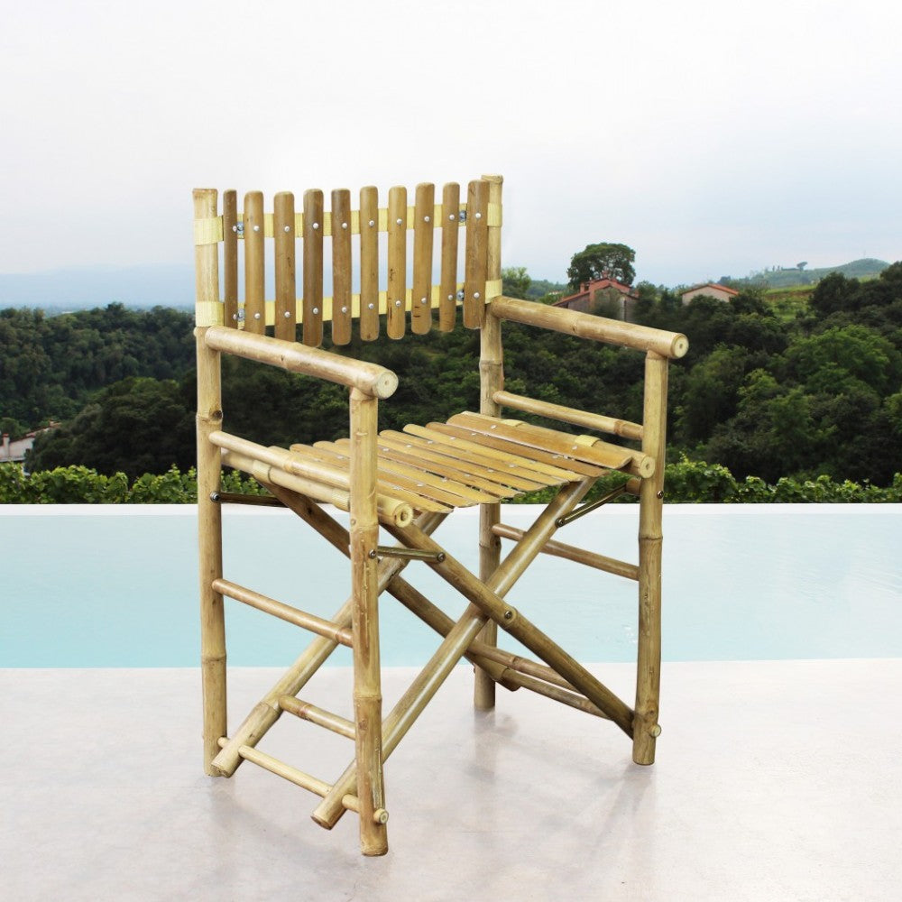 Sedia regista marrone in legno bamboo 60x44xH88