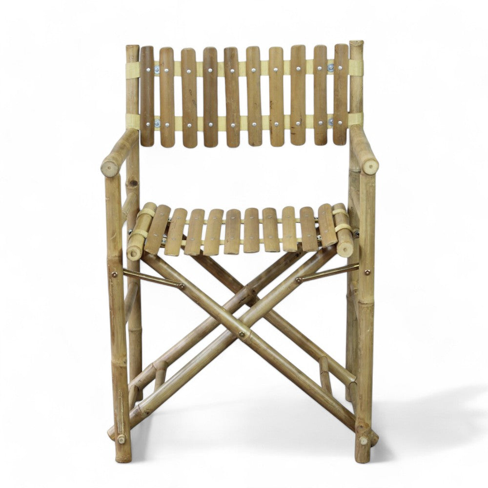 Sedia regista marrone in legno bamboo 60x44xH88