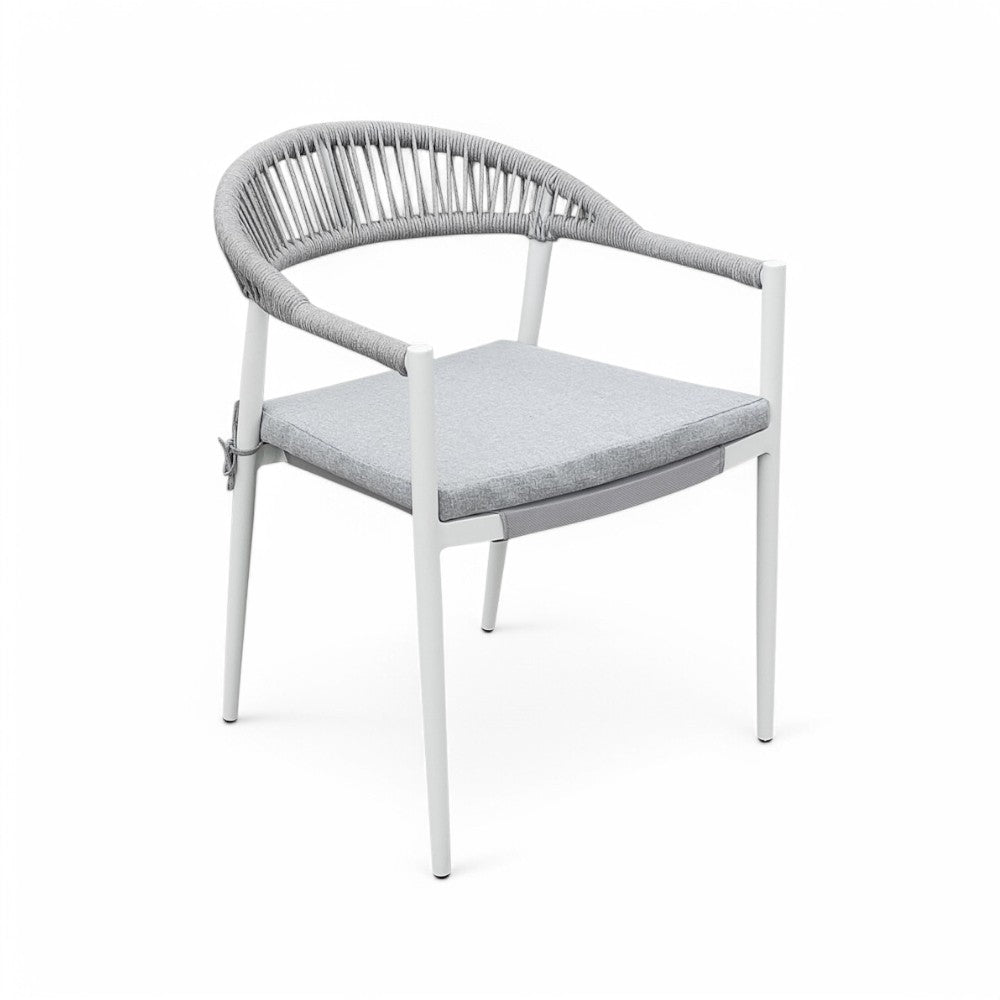 Poltrona sedia in alluminio con schienale in corda seduta in textilene 57x58xH76 cm