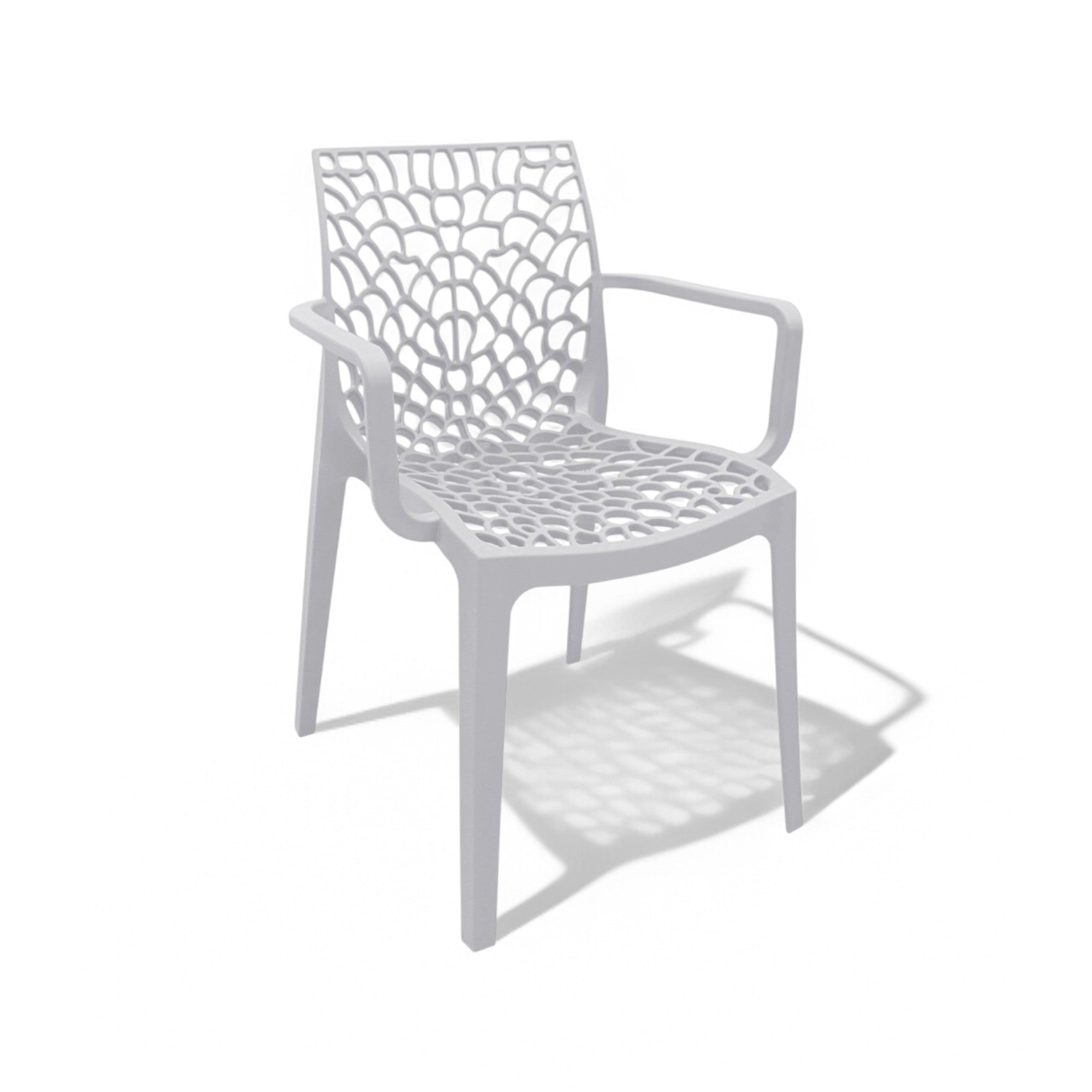 Sedia poltrona impilabile da esterno in resina con schienale decorato design moderno Tape