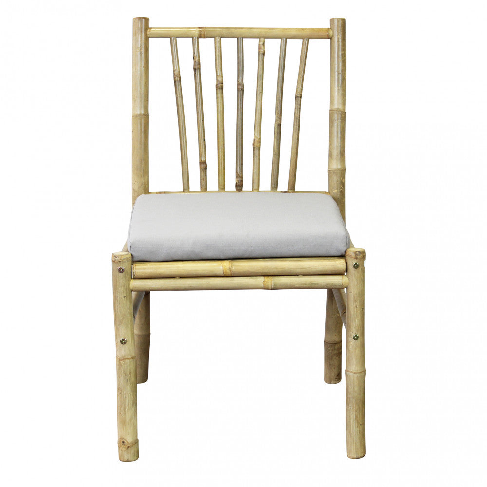 Sedia poltrona da esterno senza braccioli con struttura in bamboo e cuscino imbottito Ibiza