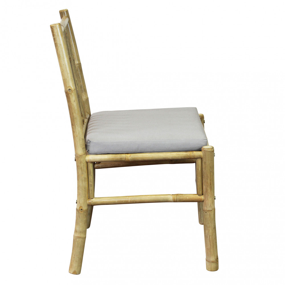 Sedia poltrona da esterno senza braccioli con struttura in bamboo e cuscino imbottito Ibiza