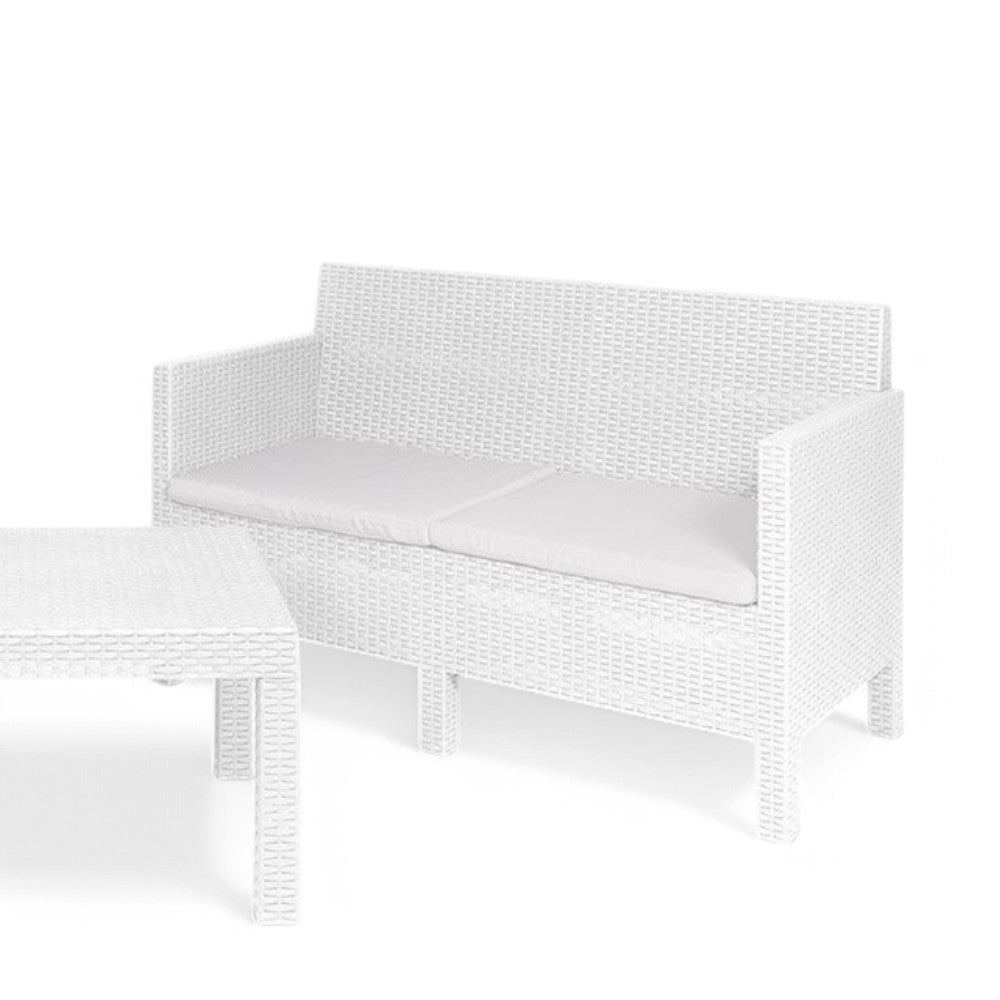 Set salotto composto da 2 divani con 2 sedute e 1 tavolo da giardino per esterno Penelope