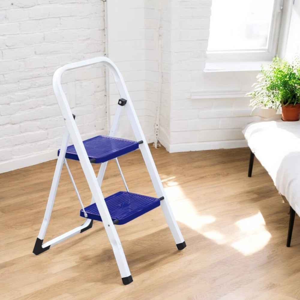 Sgabello domestico gradini in acciaio con due gradini ampi antiscivolo max 150kg