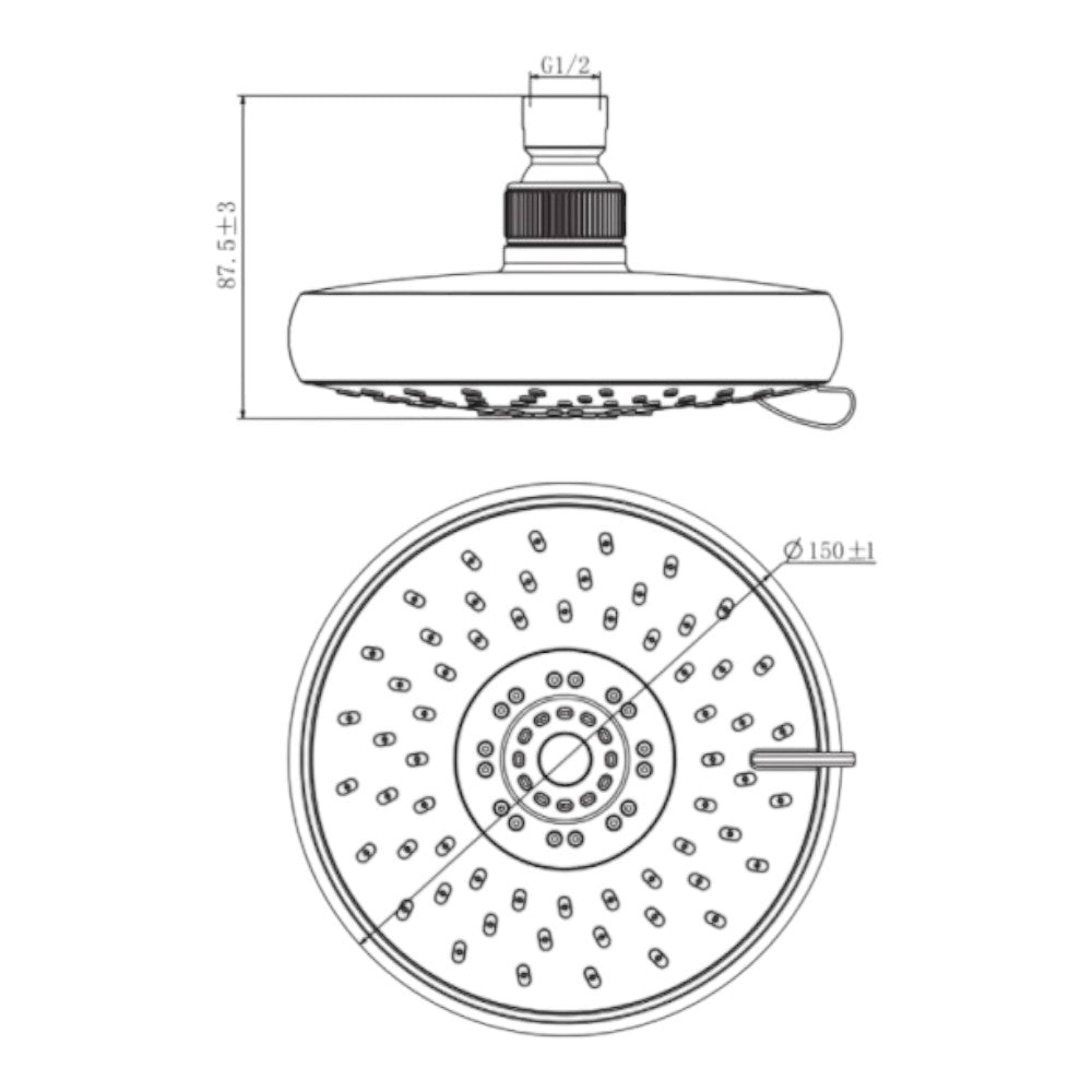 Soffione doccia tre getti in abs cromato anticalcare attacco universale mezzo pollice per bagno moderno ed elegante