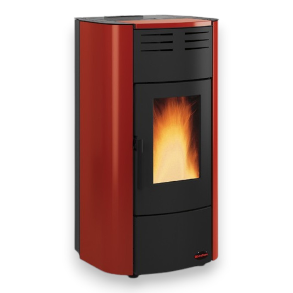Termo stufa a pellet 18,8Kw in ghisa 63,3x62,6xH117,60 cm Bordeaux Raffaella idro Nordica